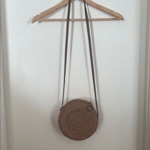Brown Woven Crossbody Bag
